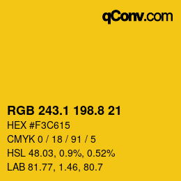カラーコード: RGB 243.1 198.8 21 | qconv.com