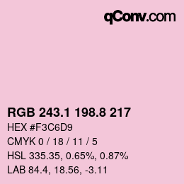 カラーコード: RGB 243.1 198.8 217 | qconv.com