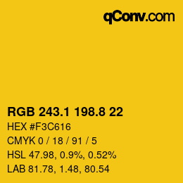 カラーコード: RGB 243.1 198.8 22 | qconv.com