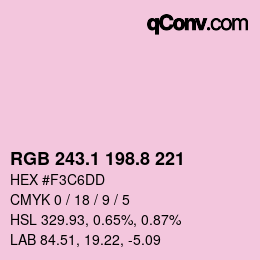 カラーコード: RGB 243.1 198.8 221 | qconv.com