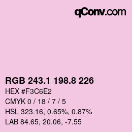 カラーコード: RGB 243.1 198.8 226 | qconv.com