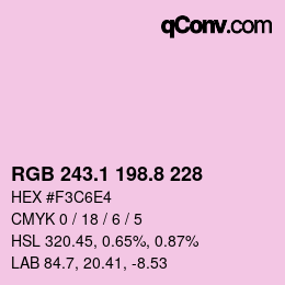 カラーコード: RGB 243.1 198.8 228 | qconv.com
