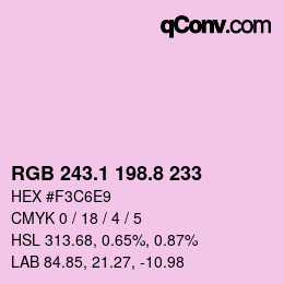 カラーコード: RGB 243.1 198.8 233 | qconv.com