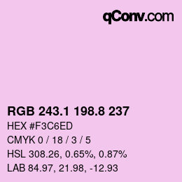 カラーコード: RGB 243.1 198.8 237 | qconv.com