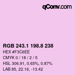 カラーコード: RGB 243.1 198.8 238 | qconv.com