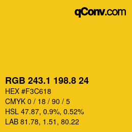カラーコード: RGB 243.1 198.8 24 | qconv.com