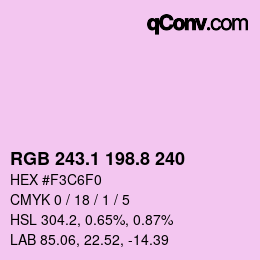 Color code: RGB 243.1 198.8 240 | qconv.com