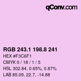 カラーコード: RGB 243.1 198.8 241 | qconv.com