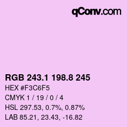カラーコード: RGB 243.1 198.8 245 | qconv.com