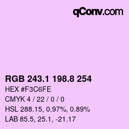 カラーコード: RGB 243.1 198.8 254 | qconv.com