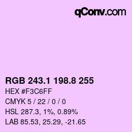 カラーコード: RGB 243.1 198.8 255 | qconv.com