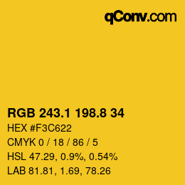 カラーコード: RGB 243.1 198.8 34 | qconv.com