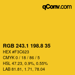 カラーコード: RGB 243.1 198.8 35 | qconv.com