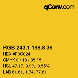 カラーコード: RGB 243.1 198.8 36 | qconv.com