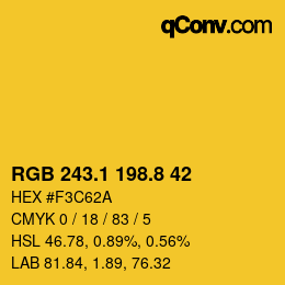カラーコード: RGB 243.1 198.8 42 | qconv.com