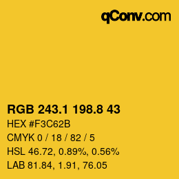 カラーコード: RGB 243.1 198.8 43 | qconv.com