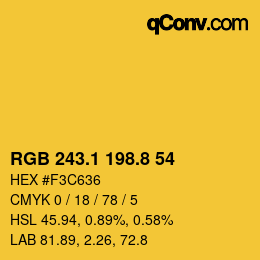 カラーコード: RGB 243.1 198.8 54 | qconv.com