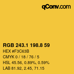 カラーコード: RGB 243.1 198.8 59 | qconv.com