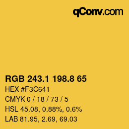 カラーコード: RGB 243.1 198.8 65 | qconv.com