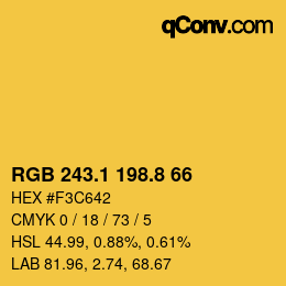 カラーコード: RGB 243.1 198.8 66 | qconv.com