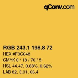 カラーコード: RGB 243.1 198.8 72 | qconv.com