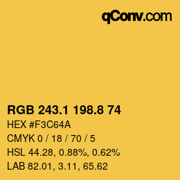 カラーコード: RGB 243.1 198.8 74 | qconv.com