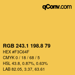 カラーコード: RGB 243.1 198.8 79 | qconv.com