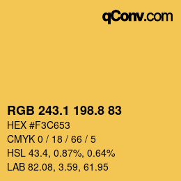 カラーコード: RGB 243.1 198.8 83 | qconv.com