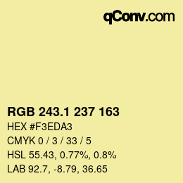 カラーコード: RGB 243.1 237 163 | qconv.com