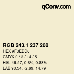 カラーコード: RGB 243.1 237 208 | qconv.com
