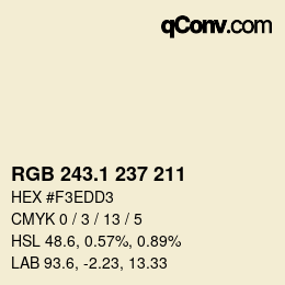 カラーコード: RGB 243.1 237 211 | qconv.com