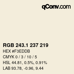 Color code: RGB 243.1 237 219 | qconv.com
