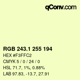 カラーコード: RGB 243.1 255 194 | qconv.com