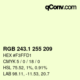 カラーコード: RGB 243.1 255 209 | qconv.com