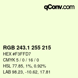カラーコード: RGB 243.1 255 215 | qconv.com