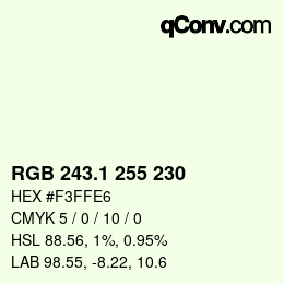 Color code: RGB 243.1 255 230 | qconv.com