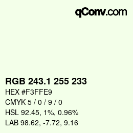 Color code: RGB 243.1 255 233 | qconv.com