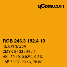 カラーコード: RGB 243.3 162.4 10 | qconv.com