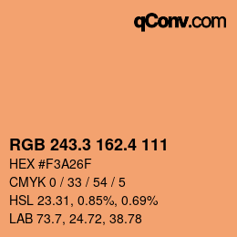 カラーコード: RGB 243.3 162.4 111 | qconv.com