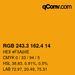 カラーコード: RGB 243.3 162.4 14 | qconv.com