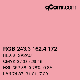 カラーコード: RGB 243.3 162.4 172 | qconv.com