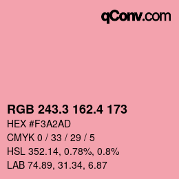カラーコード: RGB 243.3 162.4 173 | qconv.com
