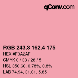カラーコード: RGB 243.3 162.4 175 | qconv.com
