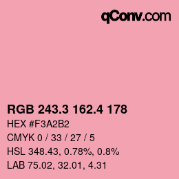 カラーコード: RGB 243.3 162.4 178 | qconv.com