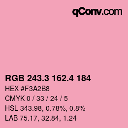 カラーコード: RGB 243.3 162.4 184 | qconv.com