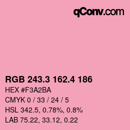 カラーコード: RGB 243.3 162.4 186 | qconv.com