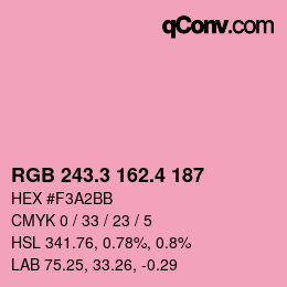 カラーコード: RGB 243.3 162.4 187 | qconv.com