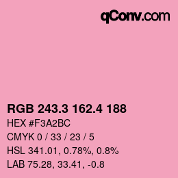 カラーコード: RGB 243.3 162.4 188 | qconv.com