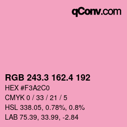 カラーコード: RGB 243.3 162.4 192 | qconv.com