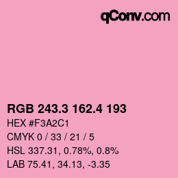 カラーコード: RGB 243.3 162.4 193 | qconv.com